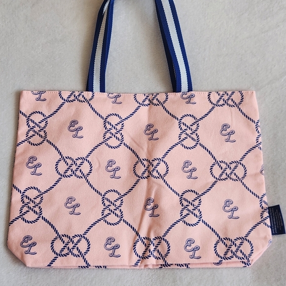 Estee Lauder Nautical Pink Canvas Tote Weekender Beach Bag NEW - Picture 2 of 4